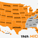 Image for article titled Map: Six Decades of the Most Popular Names for Boys, State-by-State